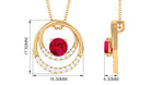 Classic Created Ruby and Diamond Open Circle Pendant Lab Created Ruby - ( AAAA ) - Quality - Rosec Jewels