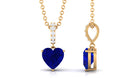 Heart Shape Created Blue Sapphire Solitaire Pendant with Diamond Accent Bail Lab Created Blue Sapphire - ( AAAA ) - Quality - Rosec Jewels