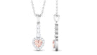 Real Morganite Heart Drop Pendant Necklace with Diamond Morganite - ( AAA ) - Quality - Rosec Jewels