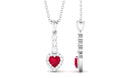 Heart Shape Created Ruby and Diamond Dangle Pendant Lab Created Ruby - ( AAAA ) - Quality - Rosec Jewels
