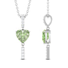 Heart Shape Green Sapphire and Diamond Pendant Green Sapphire - ( AAA ) - Quality - Rosec Jewels