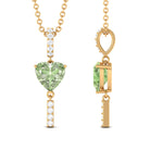 Heart Shape Green Sapphire and Diamond Pendant Green Sapphire - ( AAA ) - Quality - Rosec Jewels
