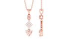 Unique Morganite and Diamond Heart Dangle Pendant with Chain Morganite - ( AAA ) - Quality - Rosec Jewels