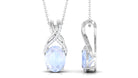 Oval Shape Moonstone Solitaire Pendant with Diamond Twisted Bail Moonstone - ( AAA ) - Quality - Rosec Jewels