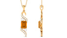Emerald Cut Citrine Designer Dangle Pendant with Moissanite Citrine - ( AAA ) - Quality - Rosec Jewels