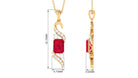 Emerald Cut Created Ruby Designer Dangle Pendant with Diamond Lab Created Ruby - ( AAAA ) - Quality - Rosec Jewels