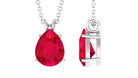 Pear Shape Created Ruby Solitaire Pendant Lab Created Ruby - ( AAAA ) - Quality - Rosec Jewels