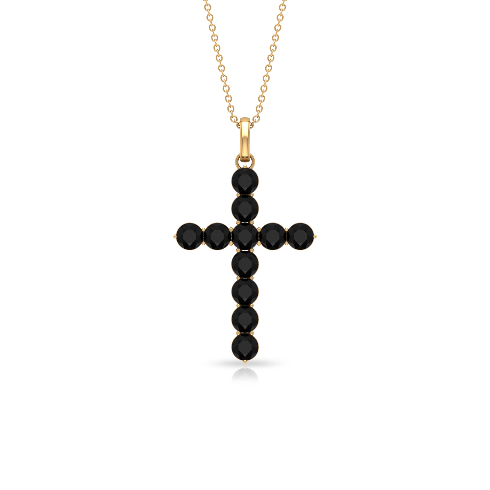 Created Black Diamond Cross Pendant Necklace in Gold Lab Created Black Diamond - ( AAAA ) - Quality - Rosec Jewels