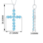 2.75 CT Natural Aquamarine Cross Pendant Necklace Aquamarine - ( AAA ) - Quality - Rosec Jewels