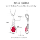 3/4 CT Created Ruby Teardrop Infinity Pendant with Moissanite Lab Created Ruby - ( AAAA ) - Quality - Rosec Jewels