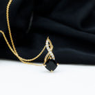 Cushion Cut Created Black Diamond Solitaire Infinity Pendant with Diamond Lab Created Black Diamond - ( AAAA ) - Quality - Rosec Jewels