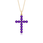 Simple Amethyst Holy Cross Pendant Necklace Amethyst - ( AAA ) - Quality - Rosec Jewels