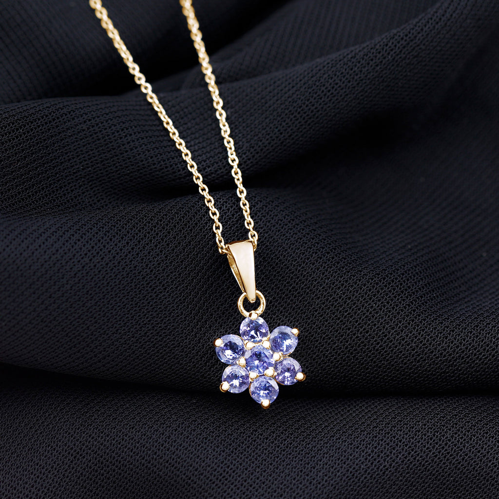 1 CT Blue Tanzanite Floral Cluster Pendant Tanzanite - ( AAA ) - Quality - Rosec Jewels