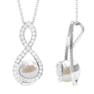 Freshwater Pearl and Moissanite Infinity Dangle Pendant Freshwater Pearl - ( AAA ) - Quality - Rosec Jewels