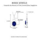 Oval Cut Created Blue Sapphire and Moissanite Floral Statement Pendant Lab Created Blue Sapphire - ( AAAA ) - Quality - Rosec Jewels