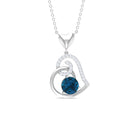1 CT London Blue Topaz and Diamond Heart Drop Pendant London Blue Topaz - ( AAA ) - Quality - Rosec Jewels