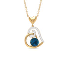 1 CT London Blue Topaz and Diamond Heart Drop Pendant London Blue Topaz - ( AAA ) - Quality - Rosec Jewels