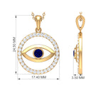 1.25 CT Blue Sapphire and Diamond Evil Eye Eternity Pendant Blue Sapphire - ( AAA ) - Quality - Rosec Jewels