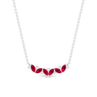 Marquise Cut Ruby and Diamond Leaf Necklace Ruby - ( AAA ) - Quality - Rosec Jewels