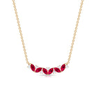 Marquise Cut Ruby and Diamond Leaf Necklace Ruby - ( AAA ) - Quality - Rosec Jewels