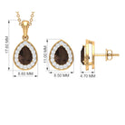 2.75 CT Pear Cut Smoky Quartz Teardrop jewelry Set with Moissanite Accent Smoky Quartz - ( AAA ) - Quality - Rosec Jewels