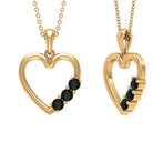 1/2 CT Simple Black Diamond and Gold Heart Pendant Necklace Black Diamond - ( AAA ) - Quality - Rosec Jewels