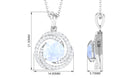 Minimal Moonstone and Diamond Swirl Halo Pendant Necklace Moonstone - ( AAA ) - Quality - Rosec Jewels