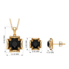 5.5 CT Solitaire Created Black Diamond Gothic Pendant and Earrings Set Lab Created Black Diamond - ( AAAA ) - Quality - Rosec Jewels