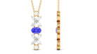 Oval Tanzanite and Diamond Flower Dangle Necklace Tanzanite - ( AAA ) - Quality - Rosec Jewels