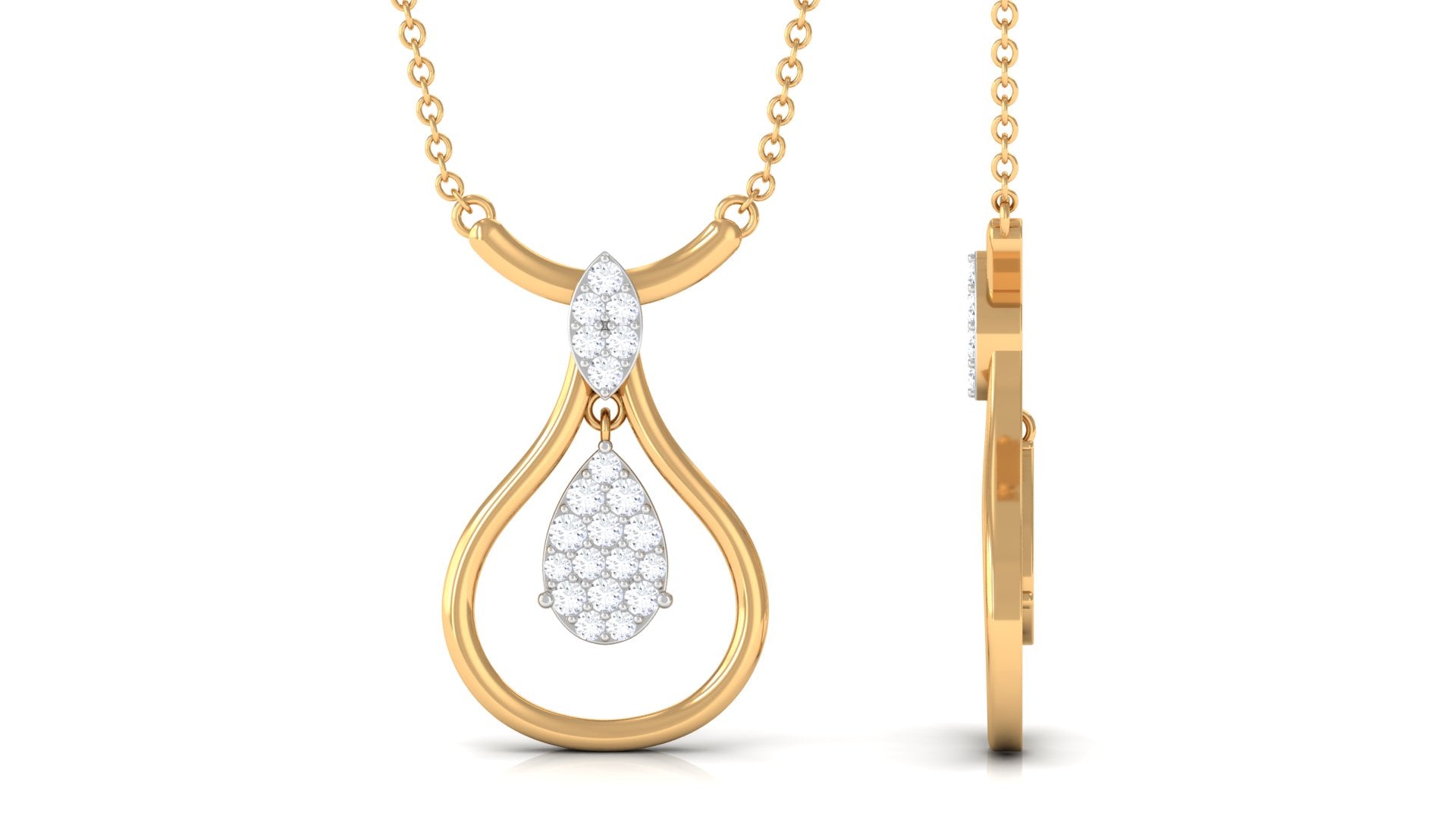 Round Diamond Minimal Teardrop Necklace Diamond - ( HI-SI ) - Color and Clarity - Rosec Jewels