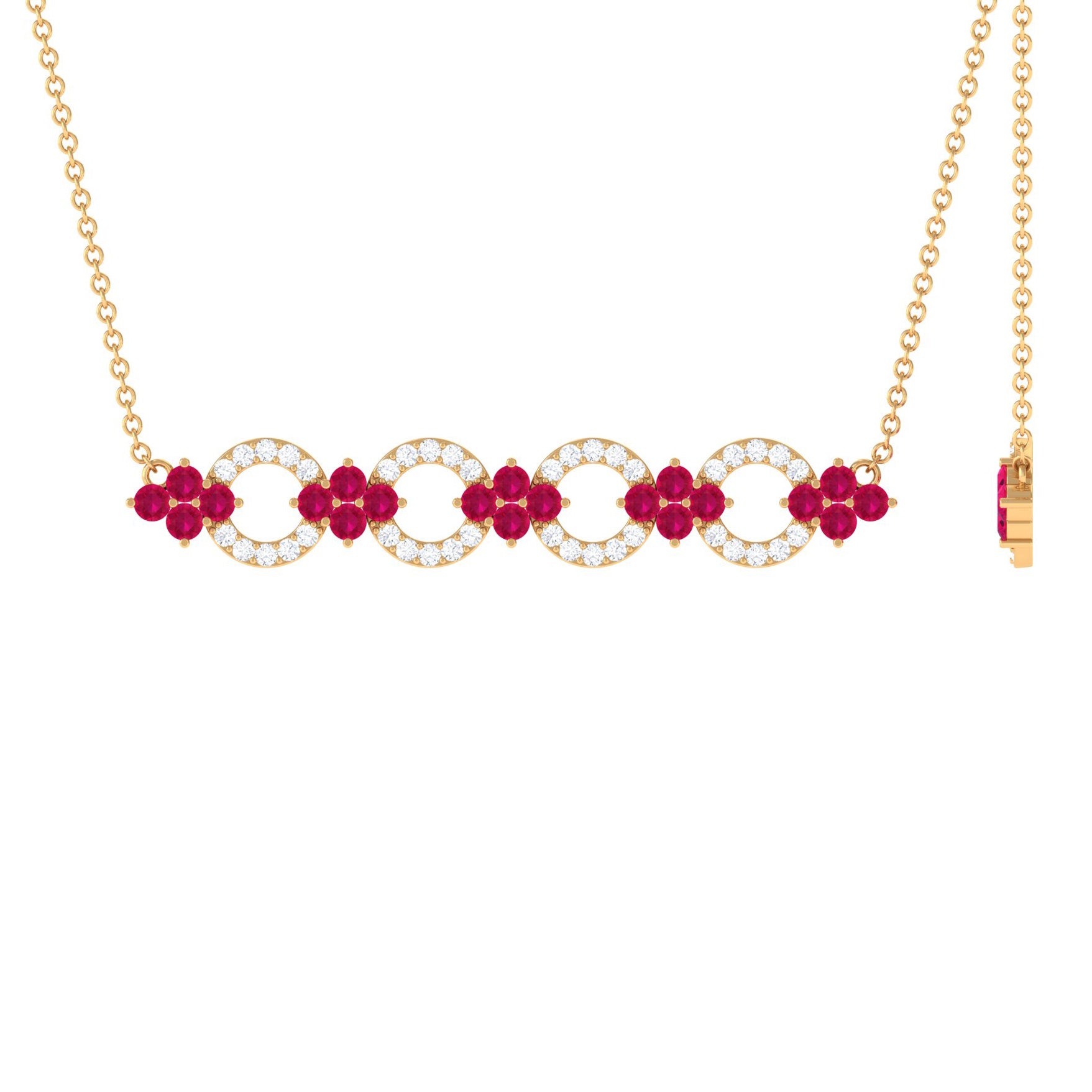 1.75 CT Ruby and Diamond Bridal Bar Necklace Ruby - ( AAA ) - Quality - Rosec Jewels