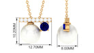 Round Freshwater Pearl and Blue Sapphire Estate Necklace with Moissanite Blue Sapphire - ( AAA ) - Quality - Rosec Jewels
