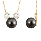 Tahitian Pearl and Diamond Mickey Necklace Tahitian pearl - ( AAA ) - Quality - Rosec Jewels
