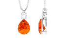 Created Orange Sapphire Teardrop Pendant Necklace with Moissanite Lab Created Orange Sapphire - ( AAAA ) - Quality - Rosec Jewels