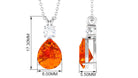 Created Orange Sapphire Teardrop Pendant Necklace with Moissanite Lab Created Orange Sapphire - ( AAAA ) - Quality - Rosec Jewels