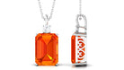 Solitaire Created Orange Sapphire and Moissanite Pendant Lab Created Orange Sapphire - ( AAAA ) - Quality - Rosec Jewels