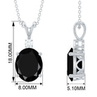 Minimal Lab Grown Black Diamond Solitaire Pendant Necklace with Moissanite Lab Created Black Diamond - ( AAAA ) - Quality - Rosec Jewels