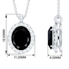 Lab Grown Black Diamond and Diamond Halo Pendant Necklace Lab Created Black Diamond - ( AAAA ) - Quality - Rosec Jewels