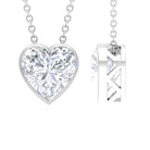 8 MM Heart Shape Moissanite Solitaire Pendant in Bezel Setting Moissanite - ( D-VS1 ) - Color and Clarity - Rosec Jewels