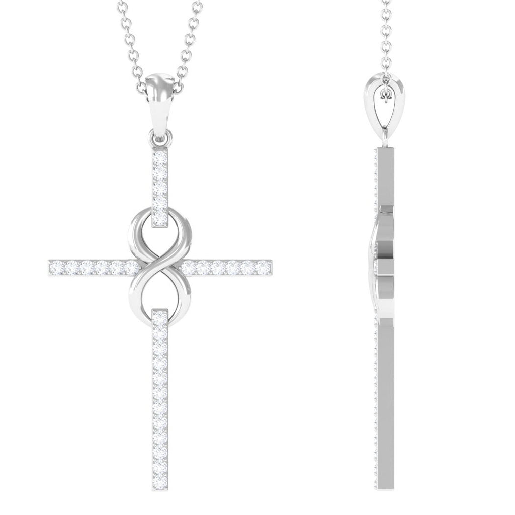 Certified Moissanite Cross Infinity Pendant Moissanite - ( D-VS1 ) - Color and Clarity - Rosec Jewels