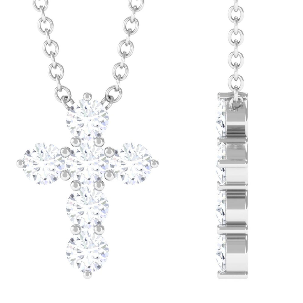 Moissanite Cross Pendant Necklace Moissanite - ( D-VS1 ) - Color and Clarity - Rosec Jewels