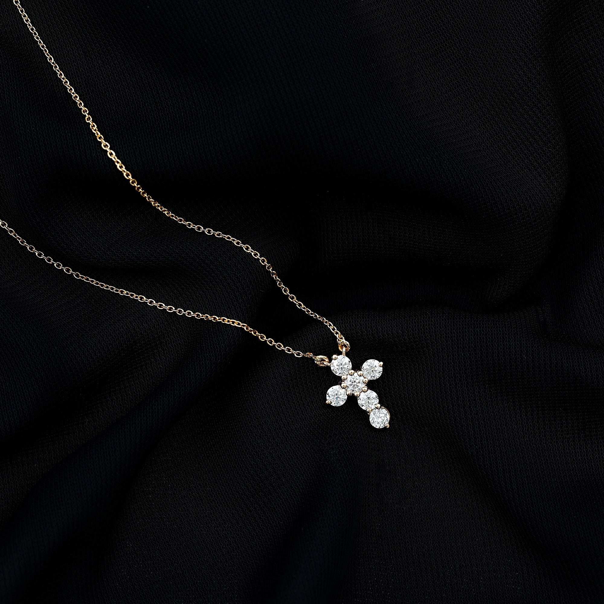 Moissanite Cross Pendant Necklace Moissanite - ( D-VS1 ) - Color and Clarity - Rosec Jewels