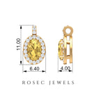Oval Cut Citrine and Diamond Halo Pendant Citrine - ( AAA ) - Quality - Rosec Jewels