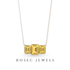 Octagon Cut Citrine Three Stone Necklace Citrine - ( AAA ) - Quality - Rosec Jewels