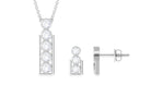 Round Diamond Gold Bar Pendant Earring Set in Bezel Setting Diamond - ( HI-SI ) - Color and Clarity - Rosec Jewels