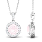 Minimal Rose Quartz and Diamond Pendant Rose Quartz - ( AAA ) - Quality - Rosec Jewels