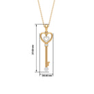 Vintage Key Charm Pendant Necklace with Diamonds Diamond - ( HI-SI ) - Color and Clarity - Rosec Jewels