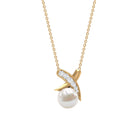 7.75 CT Freshwater Pearl and Diamond XO Necklace Freshwater Pearl - ( AAA ) - Quality - Rosec Jewels