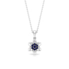 Real Blue Sapphire Flower Pendant Necklace Blue Sapphire - ( AAA ) - Quality - Rosec Jewels