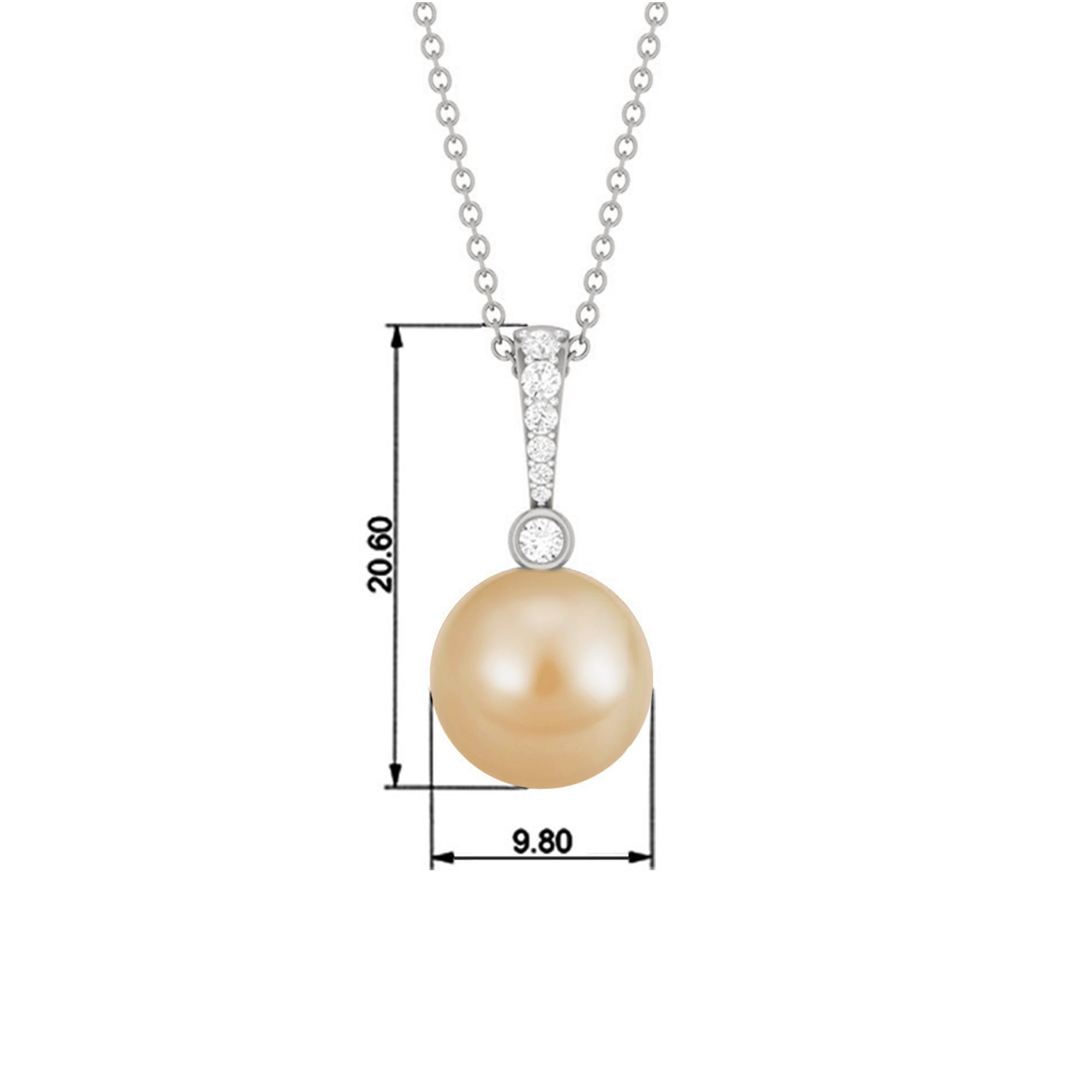 Round South Sea Pearl Drop Pendant with Diamond Accent Bail South Sea Pearl - ( AAA ) - Quality - Rosec Jewels